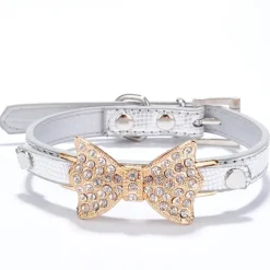 Cat Dog Collar Adjustable / Retractable Rhinestone Bowknot