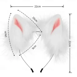 Cat Ears and Wolf Fox Animal Tail Cosplay Costume Faux Fur Hair Clip Headdress Halloween Leather Headband Gloves Tail Set