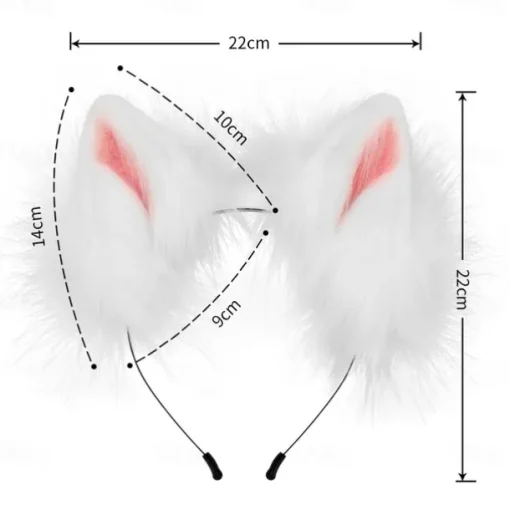 Cat Ears and Wolf Fox Animal Tail Cosplay Costume Faux Fur Hair Clip Headdress Halloween Leather Headband Gloves Tail Set