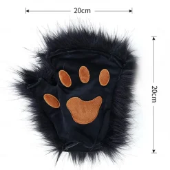Cat Ears and Wolf Fox Animal Tail Cosplay Costume Faux Fur Hair Clip Headdress Halloween Leather Headband Gloves Tail Set