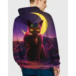 Cat Hoodie Pullover Halloween 3D Front Pocket Graphic For Couple's Men's Women's Adults' Halloween Carnival Masquerade 3D Print Party Casual Daily