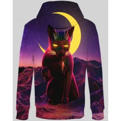 Cat Hoodie Pullover Halloween 3D Front Pocket Graphic For Couple's Men's Women's Adults' Halloween Carnival Masquerade 3D Print Party Casual Daily
