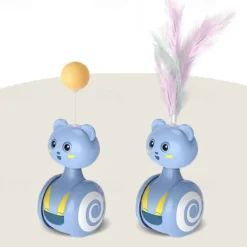 Cat Interactive Feather Toys Pet Bumbler Funny Toy Interactive Cats Toys Cat Rolling Teaser Feather Wand Toys Rotating Ball