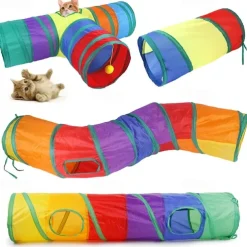 Cat Pets Toys Mouse Shape Balls Foldable Cat Kitten Play Tunnel Funny Cat Stick Mouse Supplies