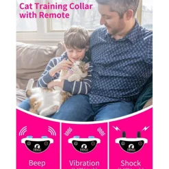 Cat Shock Collar with Remote dog Shock CollarCat Training Collar for Cat Stop Meowing Cat Meow Collar with 2 Modes Remote Training and Auto Anti-Meow Safe and Helpful