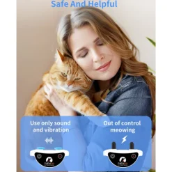 Cat Training Collar Cat Shock Collar with Remote Training Cat Stop Meowing Remote Control/Automatic Anti-Meow for Cats Safe and Effective