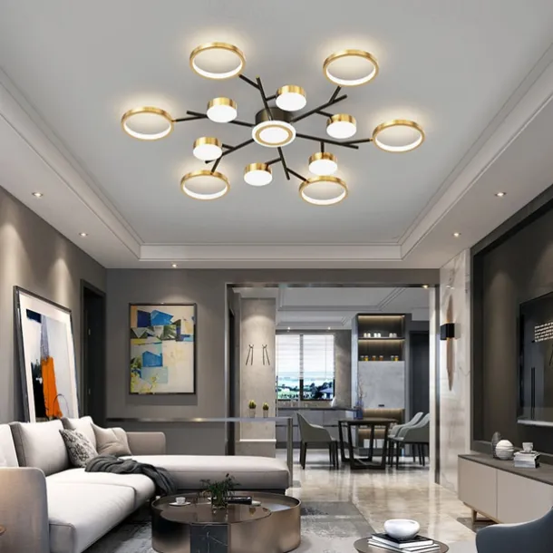 Ceiling Chandelier 6/8/12 Heads Mid Century Pendant Lighting, Ceiling Light Fixture Semi Flush Mount, Pendant Light Fixture for Living Room Kitchen Bedroom 110-240V