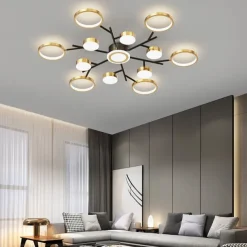 Ceiling Chandelier 6/8/12 Heads Mid Century Pendant Lighting, Ceiling Light Fixture Semi Flush Mount, Pendant Light Fixture for Living Room Kitchen Bedroom 110-240V