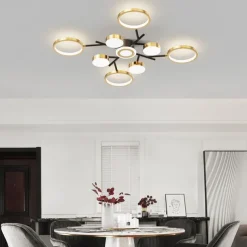 Ceiling Chandelier 6/8/12 Heads Mid Century Pendant Lighting, Ceiling Light Fixture Semi Flush Mount, Pendant Light Fixture for Living Room Kitchen Bedroom 110-240V