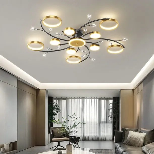 Ceiling Chandelier 10 Heads Mid Century Pendant Lighting, Ceiling Light Fixture Semi Flush Mount, Pendant Light Fixture for Living Room Kitchen Bedroom 110-240V ONLY DIMMABLE with REMOTE CONTROL
