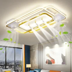 Ceiling Fan with Light 3 Spotlight App & Remote Control 101cm Dimmable 6 Wind Speeds Modern Ceiling Fan for Bedroom, Living Room 110-240V