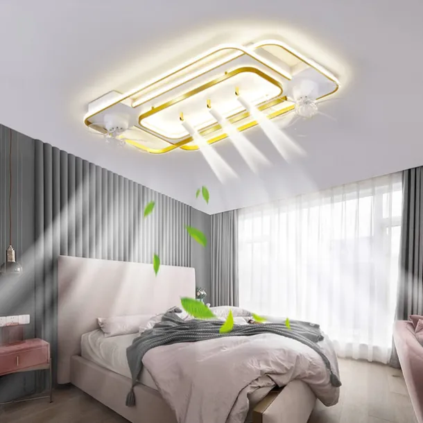 Ceiling Fan with Light 3 Spotlight App & Remote Control 101cm Dimmable 6 Wind Speeds Modern Ceiling Fan for Bedroom, Living Room 110-240V