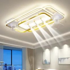 Ceiling Fan with Light 3 Spotlight App & Remote Control 101cm Dimmable 6 Wind Speeds Modern Ceiling Fan for Bedroom, Living Room 110-240V