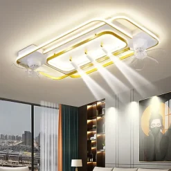 Ceiling Fan with Light 3 Spotlight App & Remote Control 101cm Dimmable 6 Wind Speeds Modern Ceiling Fan for Bedroom, Living Room 110-240V