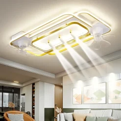 Ceiling Fan with Light 3 Spotlight App & Remote Control 101cm Dimmable 6 Wind Speeds Modern Ceiling Fan for Bedroom, Living Room 110-240V