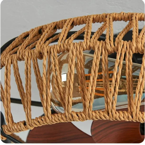 Ceiling Fan with Light and Remote, 20" Cage Low Profile Bladeless Farmhouse Flush Mount Boho Ceiling Fans Light, Enclosed Industrial Ceiling Fan 6 Speed Reversible w/ 4 Bulbs.