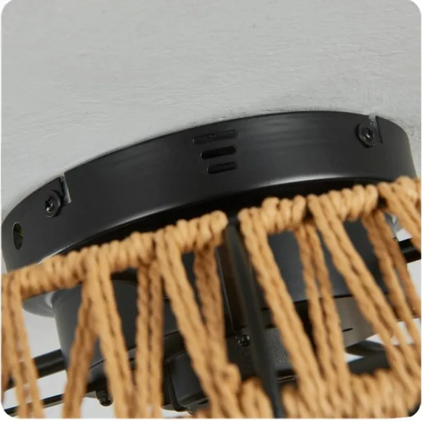 Ceiling Fan with Light and Remote, 20" Cage Low Profile Bladeless Farmhouse Flush Mount Boho Ceiling Fans Light, Enclosed Industrial Ceiling Fan 6 Speed Reversible w/ 4 Bulbs.