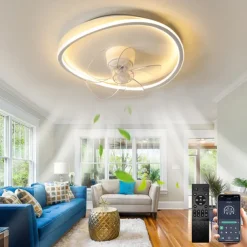 Ceiling Fan with Light App & Remote Control 50cm Dimmable 6 Speed Sputnik Design Projection Ceiling Fan Metal Modern Style Sputnik Painted Finishes LED Modern 110-240V