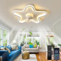 Ceiling Fan with Light App & Remote Control 50cm Dimmable 6 Speed Sputnik Design Projection Ceiling Fan Metal Modern Style Sputnik Painted Finishes LED Modern 110-240V