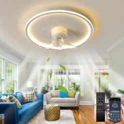 Ceiling Fan with Light App & Remote Control 50cm Dimmable 6 Speed Sputnik Design Projection Ceiling Fan Metal Modern Style Sputnik Painted Finishes LED Modern 110-240V