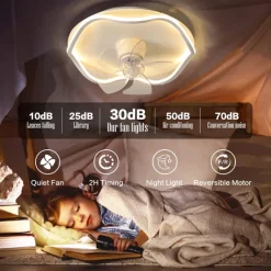 Ceiling Fan with Light App & Remote Control 50cm Dimmable 6 Speed Sputnik Design Projection Ceiling Fan Metal Modern Style Sputnik Painted Finishes LED Modern 110-240V