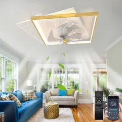 Ceiling Fan with Light App & Remote Control 50cm 3-Light Dimmable 6 Wind Speeds Modern Ceiling Fan for Bedroom, Living Room, Small Room 110-240V