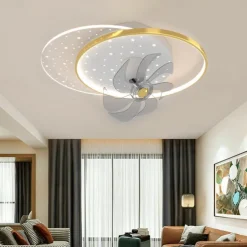 Ceiling Fan with Light App & Remote Control 50cm 3-Light Dimmable 6 Wind Speeds Modern Ceiling Fan for Bedroom, Living Room, Small Room 110-240V