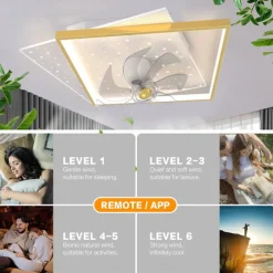 Ceiling Fan with Light App & Remote Control 50cm 3-Light Dimmable 6 Wind Speeds Modern Ceiling Fan for Bedroom, Living Room, Small Room 110-240V