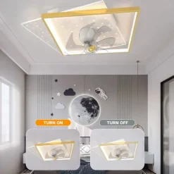 Ceiling Fan with Light App & Remote Control 50cm 3-Light Dimmable 6 Wind Speeds Modern Ceiling Fan for Bedroom, Living Room, Small Room 110-240V