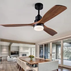 Ceiling Fan with Light App & Remote Control 105/130cm Dimmable 6 Wind Speeds Modern Ceiling Fan for Bedroom, Living Room, Small Room 110-240V