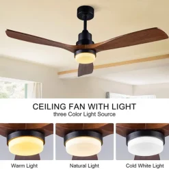 Ceiling Fan with Light App & Remote Control 105/130cm Dimmable 6 Wind Speeds Modern Ceiling Fan for Bedroom, Living Room, Small Room 110-240V