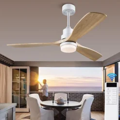 Ceiling Fan with Light App & Remote Control 105/130cm Dimmable 6 Wind Speeds Modern Ceiling Fan for Bedroom, Living Room, Small Room 110-240V