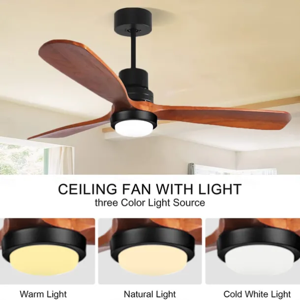Ceiling Fan with Light App & Remote Control 105/130cm Dimmable 6 Wind Speeds Modern Ceiling Fan for Bedroom, Living Room, Small Room 110-240V
