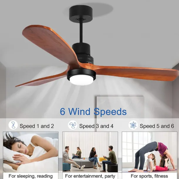 Ceiling Fan with Light App & Remote Control 105/130cm Dimmable 6 Wind Speeds Modern Ceiling Fan for Bedroom, Living Room, Small Room 110-240V
