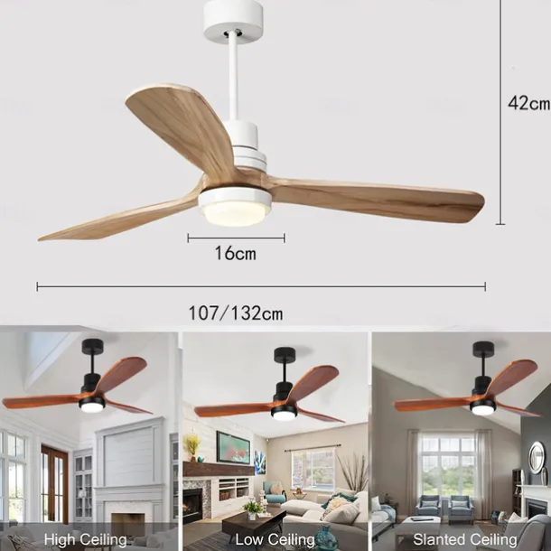 Ceiling Fan with Light App & Remote Control 105/130cm Dimmable 6 Wind Speeds Modern Ceiling Fan for Bedroom, Living Room, Small Room 110-240V