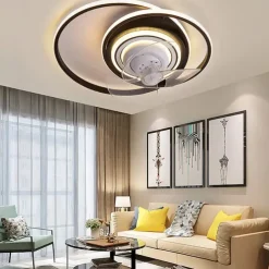Ceiling Fan with Light Circle Design App & Remote Control 50cm Dimmable 6 Wind Speeds Modern Ceiling Fan for Bedroom, Living Room, Small Room 110-240V