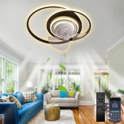 Ceiling Fan with Light Circle Design App & Remote Control 50cm Dimmable 6 Wind Speeds Modern Ceiling Fan for Bedroom, Living Room, Small Room 110-240V