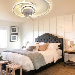 Ceiling Fan with Light Circle Design App & Remote Control 50cm Dimmable 6 Wind Speeds Modern Ceiling Fan for Bedroom, Living Room, Small Room 110-240V