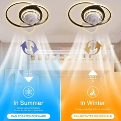 Ceiling Fan with Light Circle Design App & Remote Control 50cm Dimmable 6 Wind Speeds Modern Ceiling Fan for Bedroom, Living Room, Small Room 110-240V