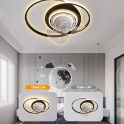 Ceiling Fan with Light Circle Design App & Remote Control 50cm Dimmable 6 Wind Speeds Modern Ceiling Fan for Bedroom, Living Room, Small Room 110-240V