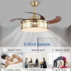 Ceiling Fan with Light Circle Design App & Remote Control Crystal 50cm Dimmable 6 Wind Speeds Modern Ceiling Fan for Bedroom, Living Room, Small Room 110-240V