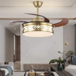 Ceiling Fan with Light Circle Design App & Remote Control Crystal 50cm Dimmable 6 Wind Speeds Modern Ceiling Fan for Bedroom, Living Room, Small Room 110-240V