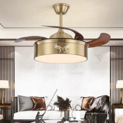 Ceiling Fan with Light Circle Design App & Remote Control Crystal 50cm Dimmable 6 Wind Speeds Modern Ceiling Fan for Bedroom, Living Room, Small Room 110-240V