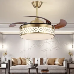 Ceiling Fan with Light Circle Design App & Remote Control Crystal 50cm Dimmable 6 Wind Speeds Modern Ceiling Fan for Bedroom, Living Room, Small Room 110-240V