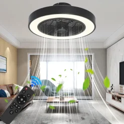 Ceiling Fan with Light 50cm 19.66in 30W*2 Macarone Safe Stepless Dimming Ceiling Fan Light Including Remote Control APP Control for Timed Six Speed Embedded Ceiling Fan with Light AC110V AC220V