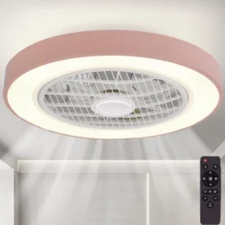 Ceiling Fan with Light 50cm 19.66in 30W*2 Macarone Safe Stepless Dimming Ceiling Fan Light Including Remote Control APP Control for Timed Six Speed Embedded Ceiling Fan with Light AC110V AC220V