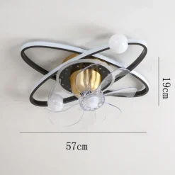 Ceiling Fan with Light Dimmable Circle Design Crystal 57cm 6 Wind Speeds Modern Ceiling Fan for Bedroom, Living Room App & Remote Control 110-240V