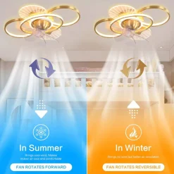 Ceiling Fan with Light Dimmable Circle Design Crystal 62cm 6 Wind Speeds Modern Ceiling Fan for Bedroom, Living Room App & Remote Control 110-240V