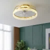 Ceiling Fan with Light Dimmable Circle Design Crystal 50cm 6 Wind Speeds Modern Ceiling Fan for Bedroom, Living Room App & Remote Control 110-240V