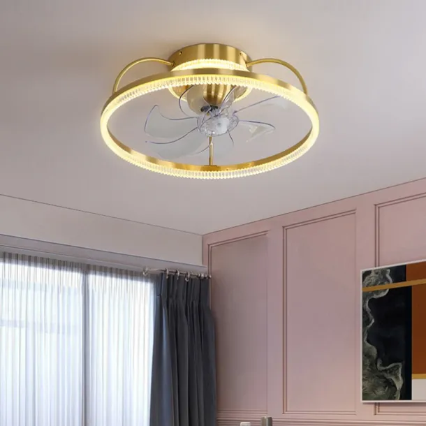 Ceiling Fan with Light Dimmable Circle Design Crystal 50cm 6 Wind Speeds Modern Ceiling Fan for Bedroom, Living Room App & Remote Control 110-240V